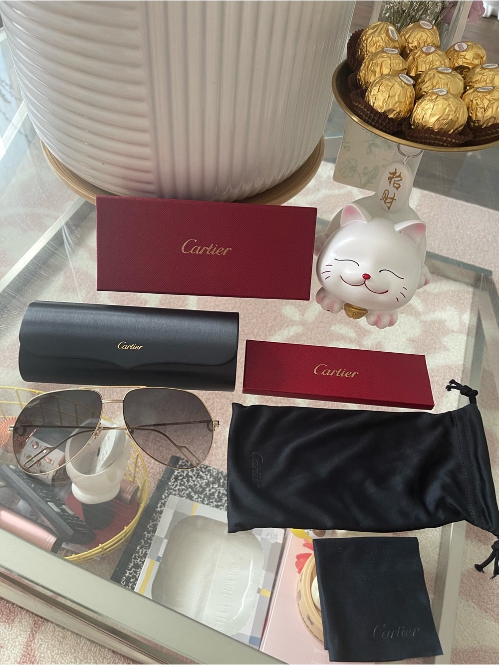 NWT Cartier Premiere de Grey Pilot Unisex Sunglasses
